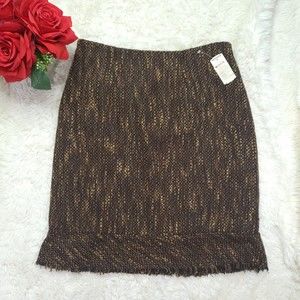 NWT CLC Cricket Lane Collection Wool Blend Brown Tweed Pencil Skirt Size 1X